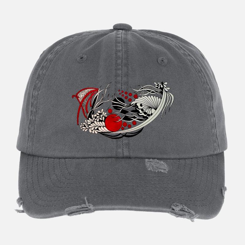 Flowing Flower Shell Waves Flexfit Vintage Destroyed Cap