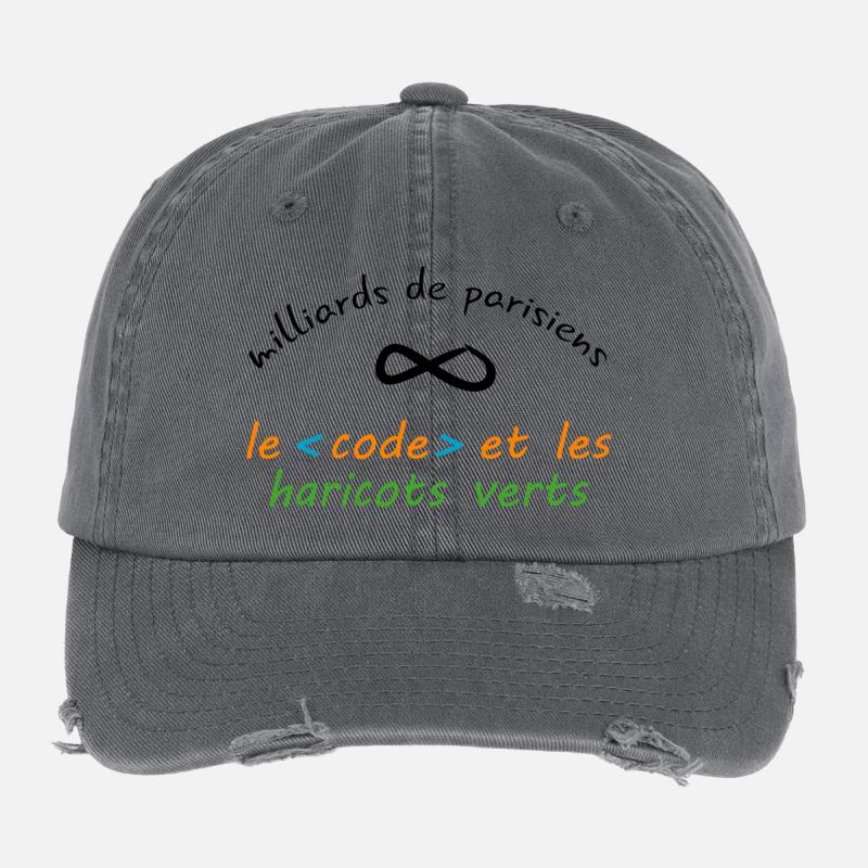 8_milliards_de_parisiens_le_code_et_les_haricot Flexfit Vintage Destroyed Cap