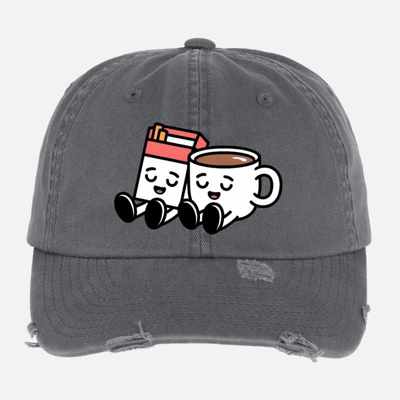 Coffee and Cigarettes  - Funny Balkan Breakfast Flexfit Vintage Destroyed Cap