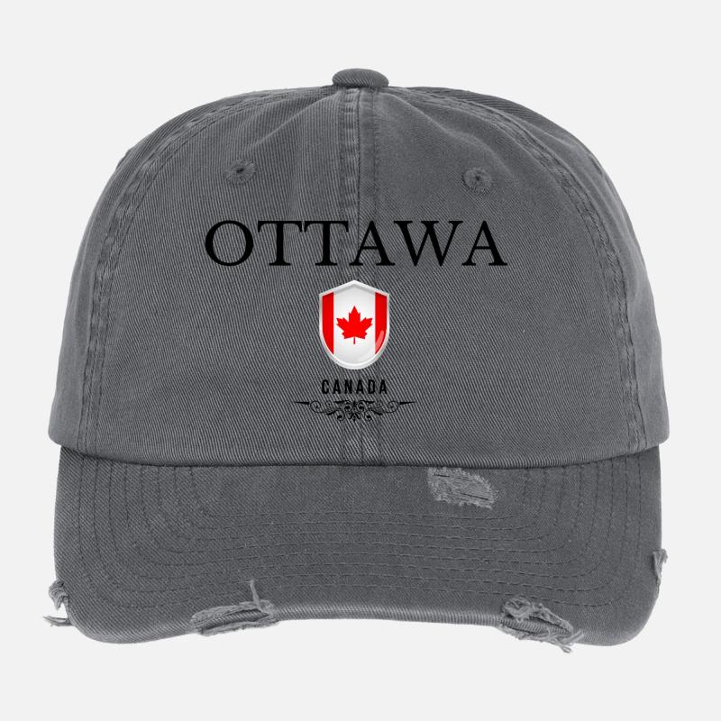 Souvenir Ottawa, Ottawa Kanada - Flexfit Vintage Destroyed Cap - Dunkelgrau