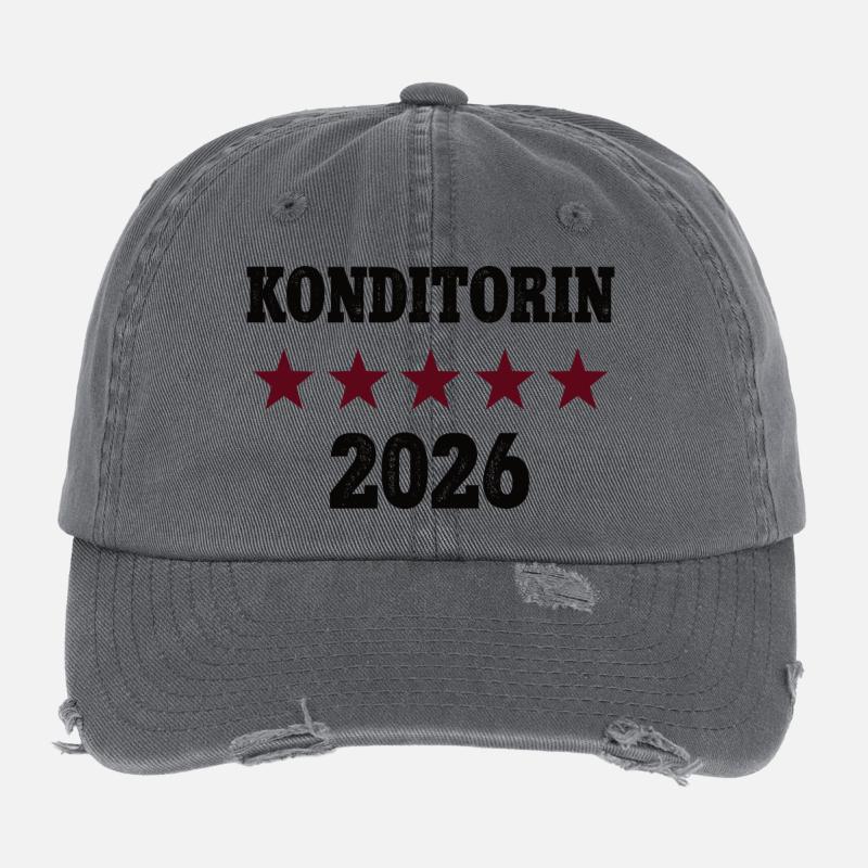 Confectioner Profession Graduation Baker Apprenticeship Passed - Flexfit Vintage Destroyed Cap - dark grey