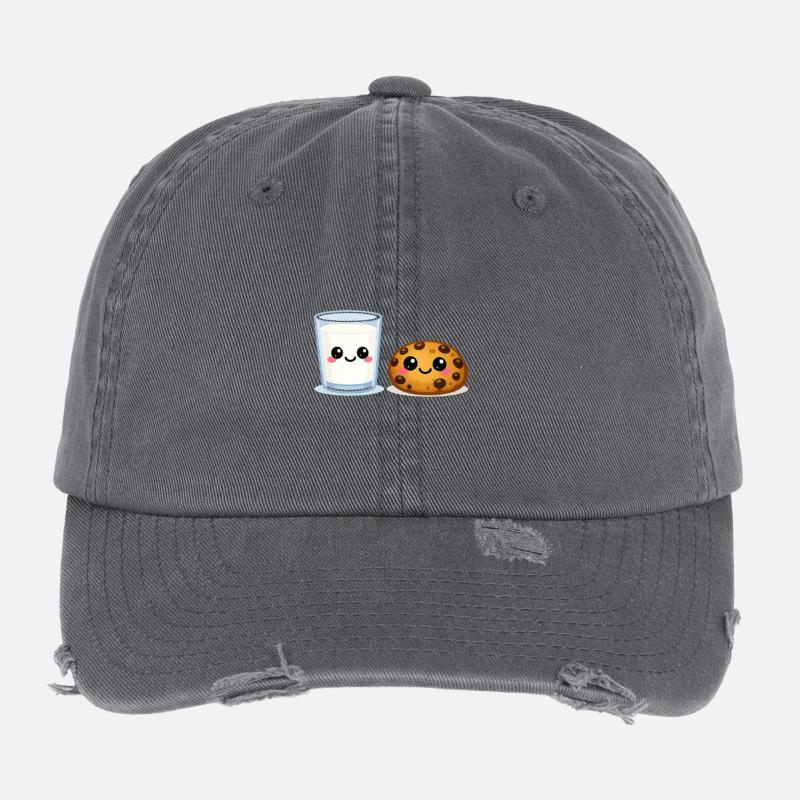 Duo Milk et Cookie Kawaii Casquette vintage effet usé Flexfit
