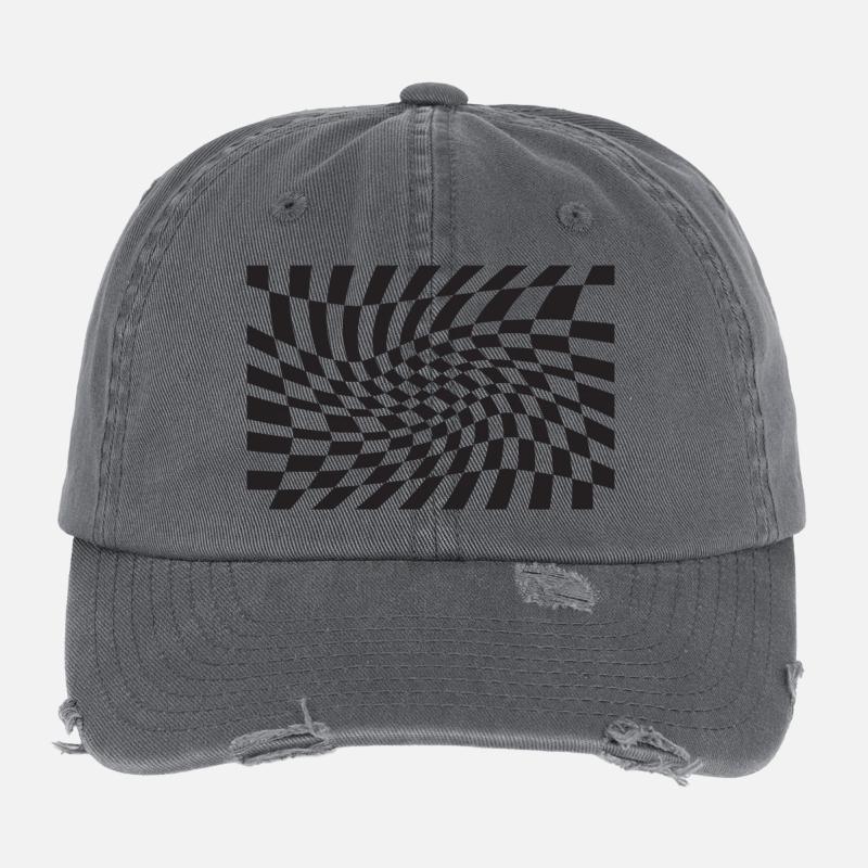 Warped Checker Optical Spiral Flexfit Vintage Destroyed Cap
