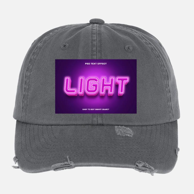 Neonlicht Light Schriftzug Flexfit Vintage Destroyed Cap