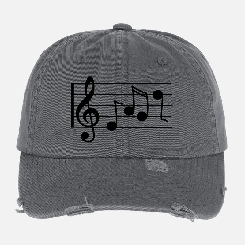 Treble staff with notes Flexfit Vintage Destroyed Cap