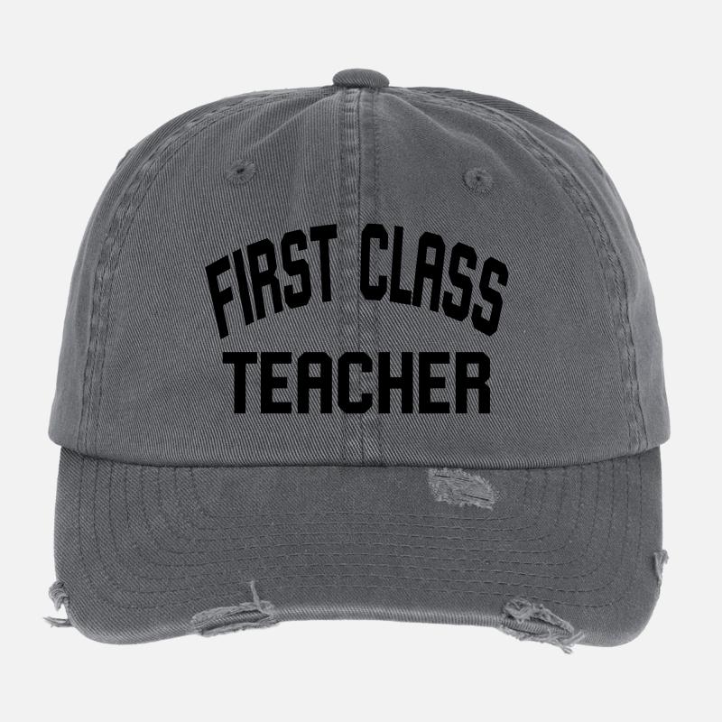 First Class Teacher Flexfit Vintage Destroyed Cap
