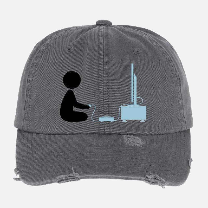 Un garçon joue avec sa console de jeux Casquette vintage effet usé Flexfit
