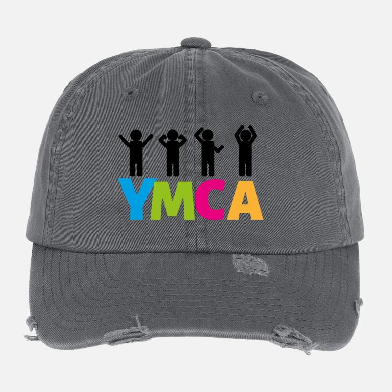 YMCA - Casquette vintage effet usé Flexfit - charbon