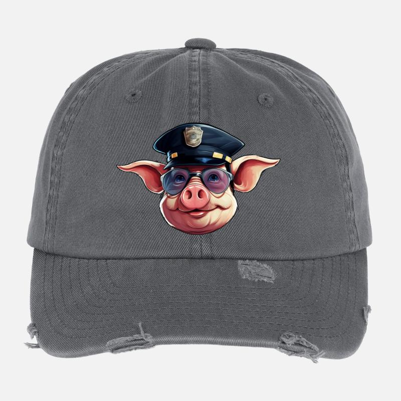 Schweine Polizei Flexfit Vintage Destroyed Cap