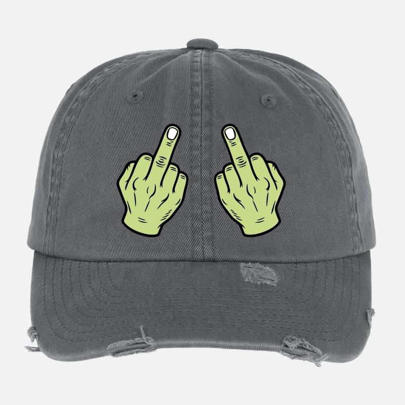 Mittelfinger Hand Frech Flexfit Vintage Destroyed Cap