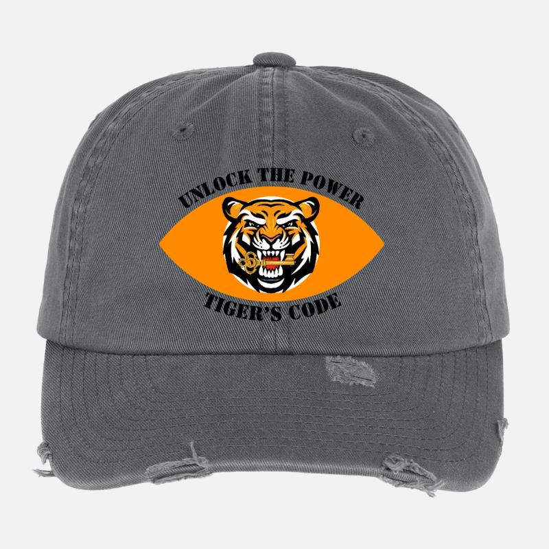 Conception dynamique de l’emblème du tigre Casquette vintage effet usé Flexfit