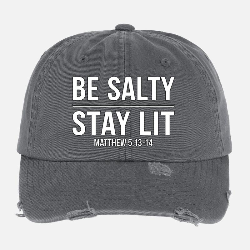 Sei salzig, bleib beleuchtet biblisches Vers-Shirt Flexfit Vintage Destroyed Cap