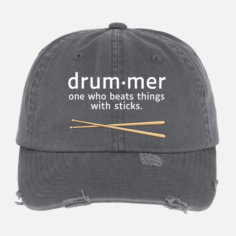 Drummer Definition Lustiger Schlagzeuger Spruch Flexfit Vintage Destroyed Cap