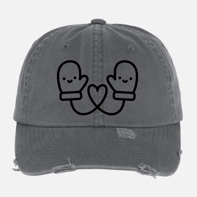 Süße Handschuhe mit Herz | Winter Liebe Flexfit Vintage Destroyed Cap