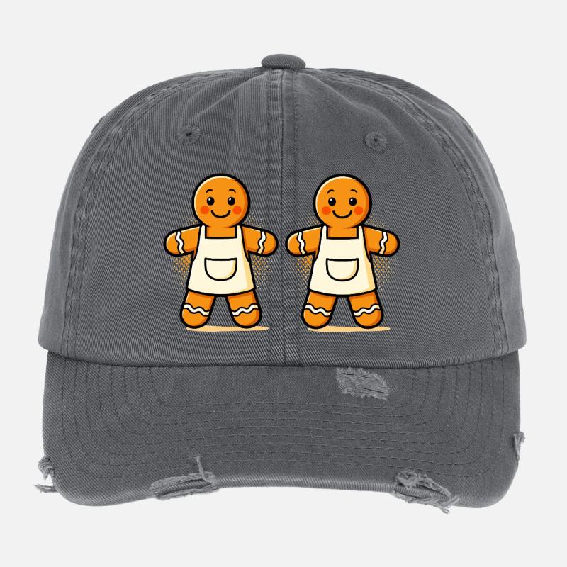 Gingerbread men with apron Flexfit Vintage Destroyed Cap