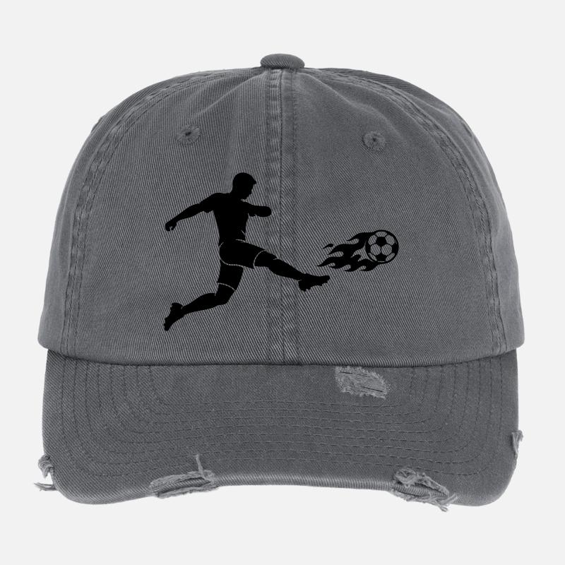 Fussball Stürmer Silhouette Flexfit Vintage Destroyed Cap