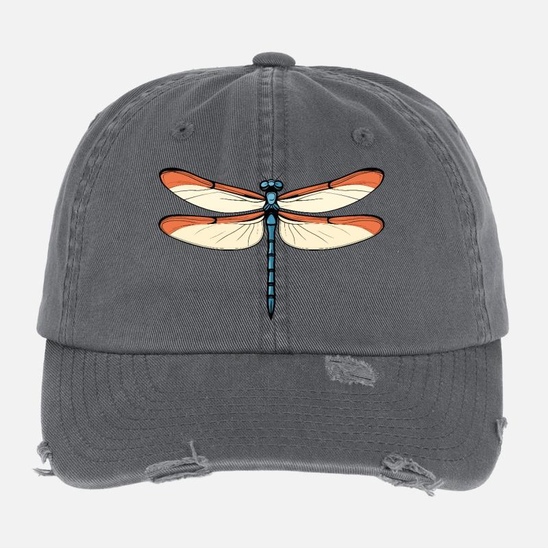 Blauorange Drachenlibelle Flexfit Vintage Destroyed Cap