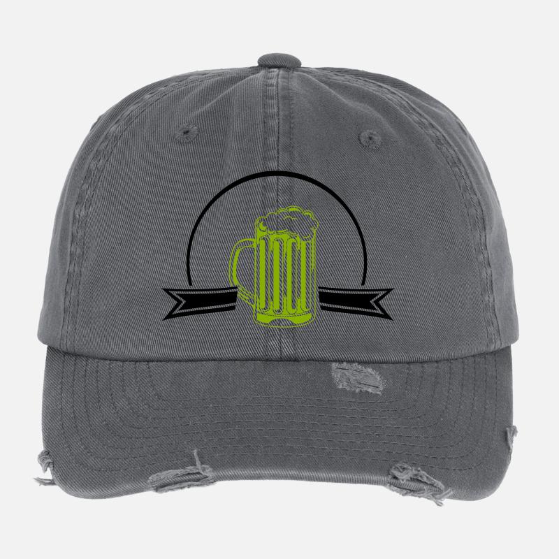 Grüner Neon Bierkrug Outline Flexfit Vintage Destroyed Cap