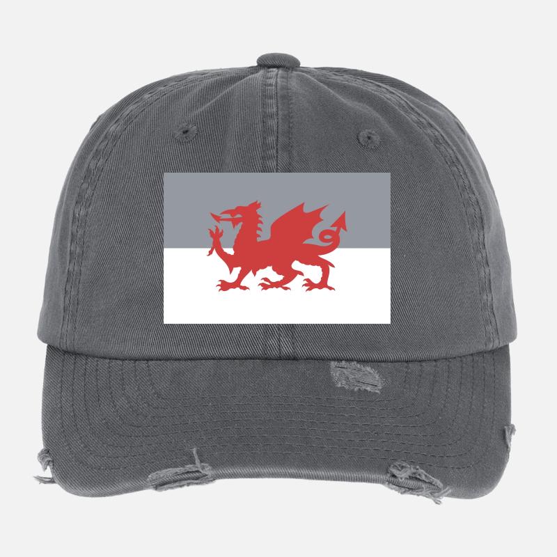 Pays de Galles - drapeau Casquette vintage effet usé Flexfit