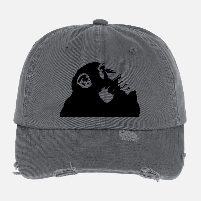 nachdenklicher Schimpanse Flexfit Vintage Destroyed Cap