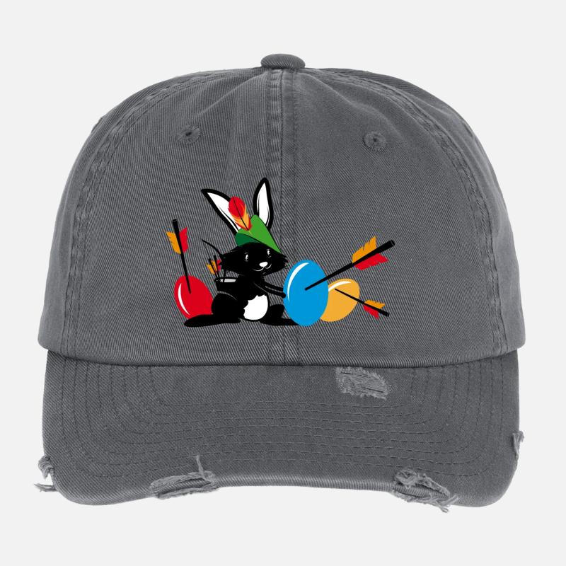 Osterhase mit Pfeil und Bogen Flexfit Vintage Destroyed Cap