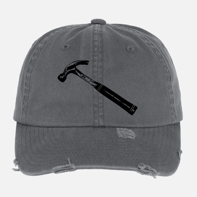 Hammer T-Shirt, Zimmermann, Arbeit, Selbstständig, Flexfit Vintage Destroyed Cap