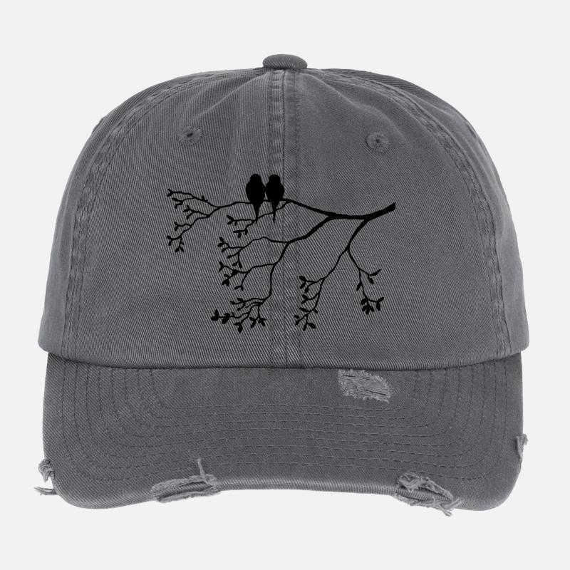 Vogelpaar on thin branch Flexfit Vintage Destroyed Cap