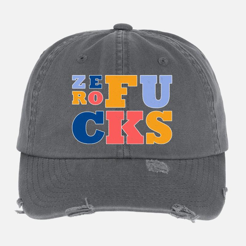 Style rétro coloré - Zero Fucks Text Design Casquette vintage effet usé Flexfit