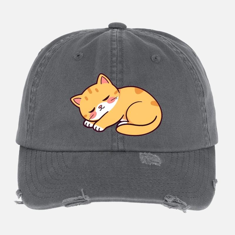 chat endormi Casquette vintage effet usé Flexfit