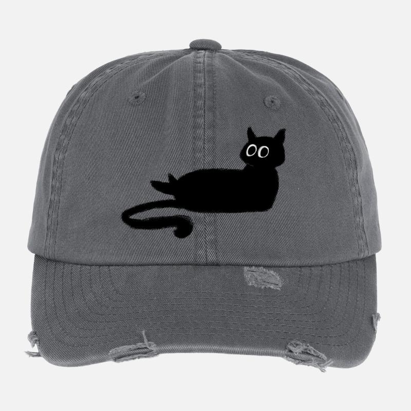 Chat noir charbon  Casquette vintage effet usé Flexfit