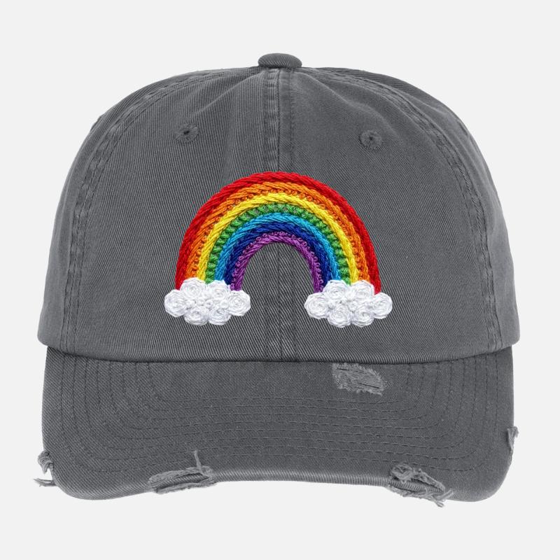 Rainbow in embroidered look (printed) Flexfit Vintage Destroyed Cap