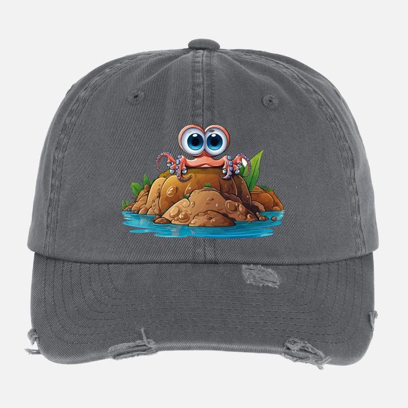 Kieselkrabbe mit Kulleraugen Flexfit Vintage Destroyed Cap
