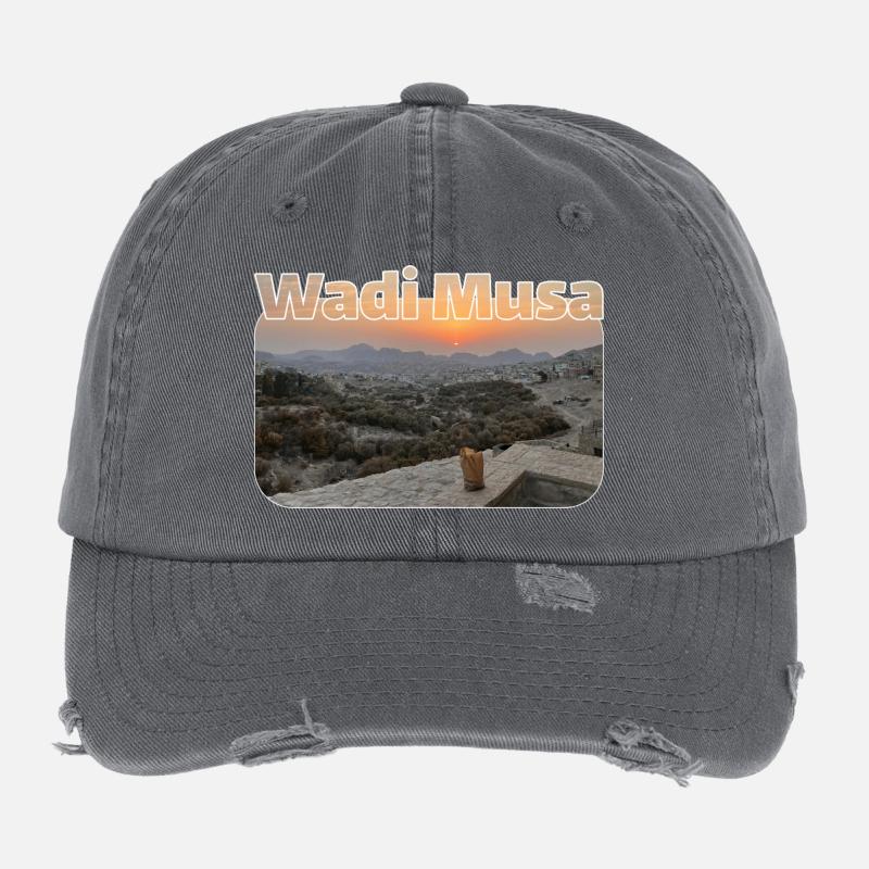Wadi Musa Sunset Panorama Flexfit Vintage Destroyed Cap