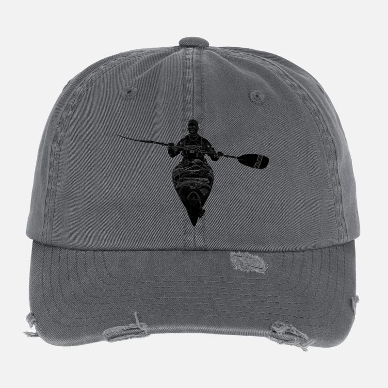 Kajak-frontal-schwarz Flexfit Vintage Destroyed Cap