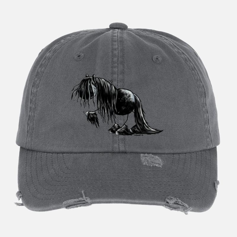 Frison cheval dessin animé Casquette vintage effet usé Flexfit
