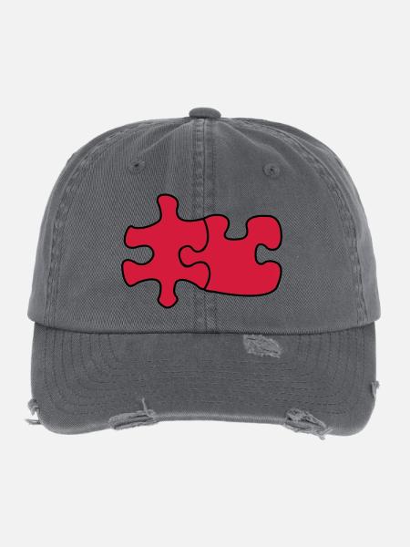puzzle1 - Flexfit Vintage Destroyed Cap - Dunkelgrau - Vorne