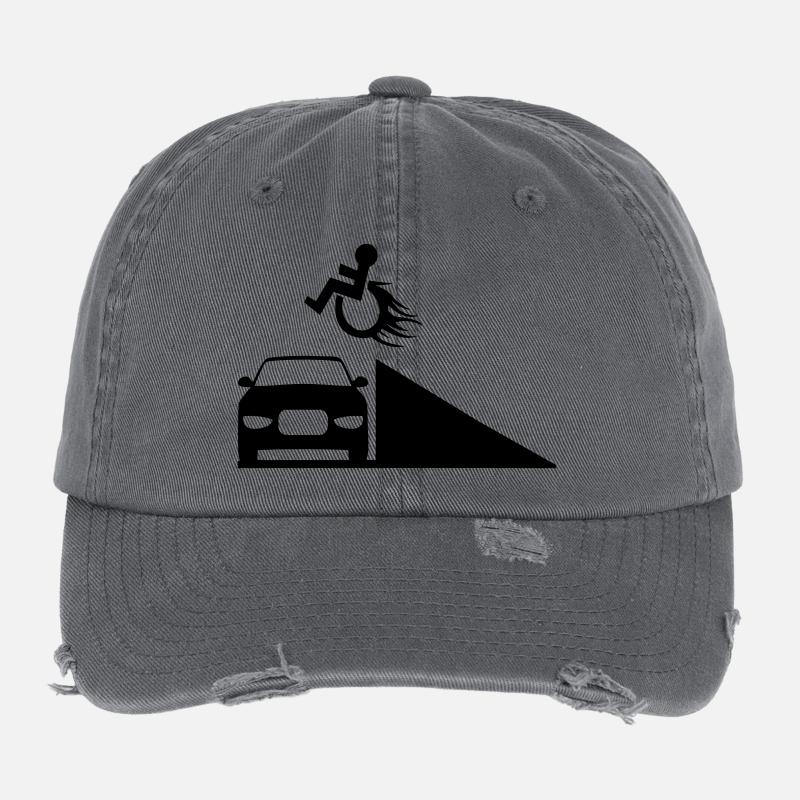 Rollstuhlfahrer springt über eine Rampe # Flexfit Vintage Destroyed Cap
