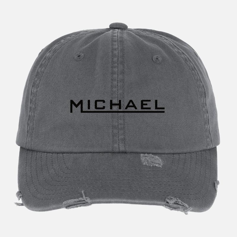 Michael Name Design noir Casquette vintage effet usé Flexfit