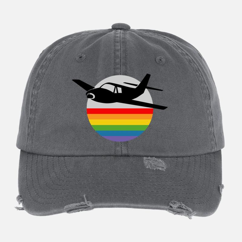 Regenbogen Flugzeug Flexfit Vintage Destroyed Cap