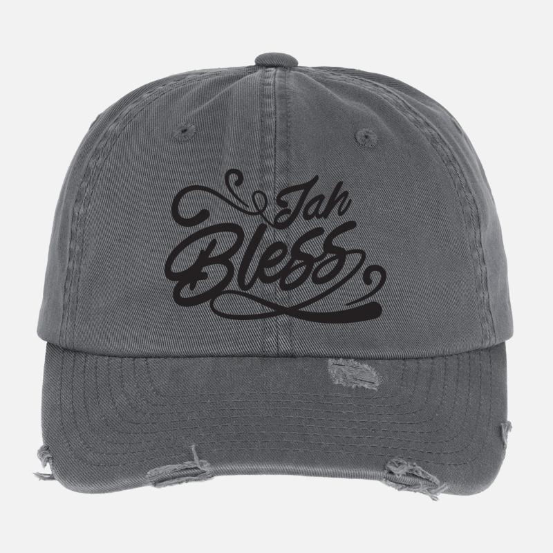 Jah Bless Script Flexfit Vintage Destroyed Cap