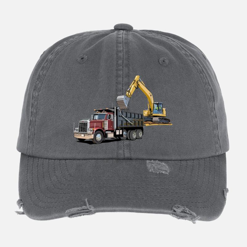 Lastwagen mit Bagger Flexfit Vintage Destroyed Cap
