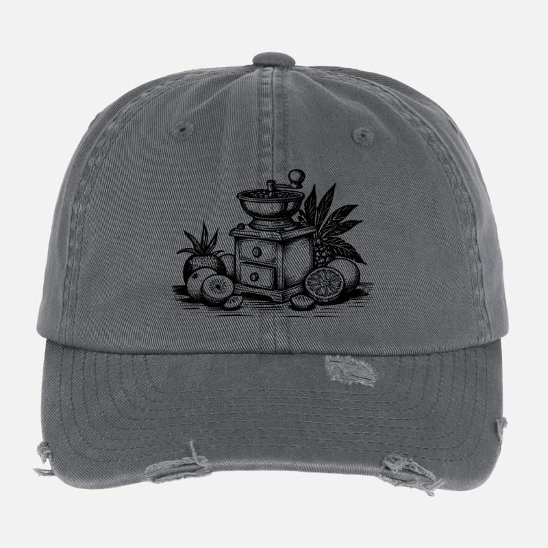 Illustration de forêt minimaliste avec des tons pastel Casquette vintage effet usé Flexfit