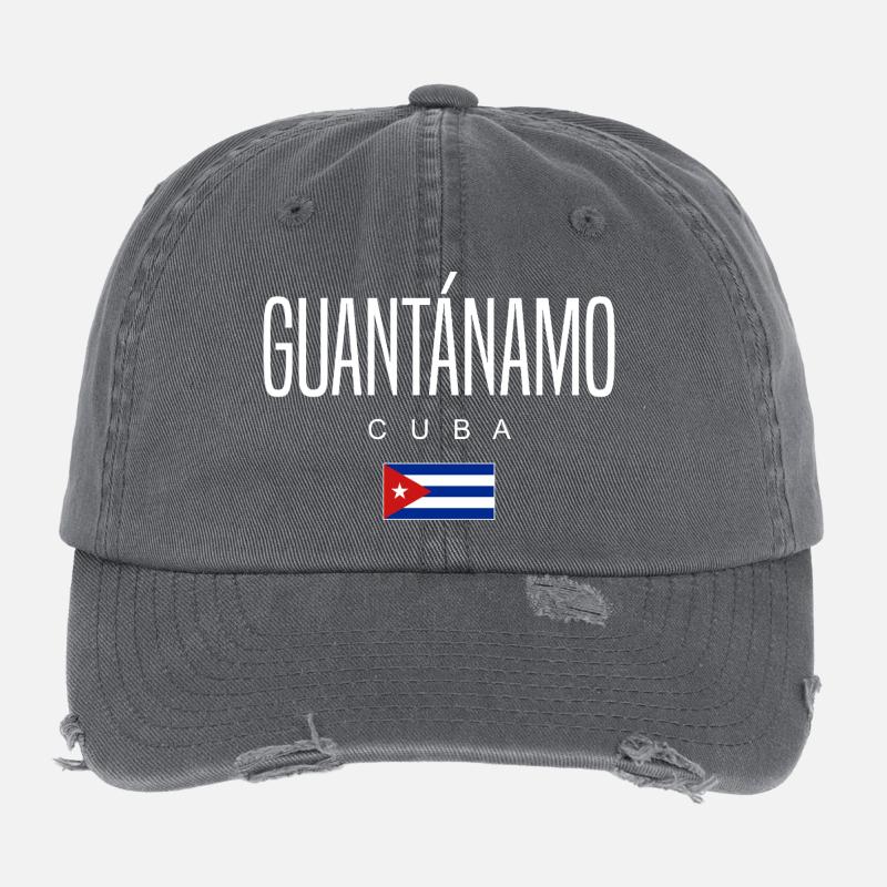 Guantánamo Cuba Cubans Flexfit Vintage Destroyed Cap