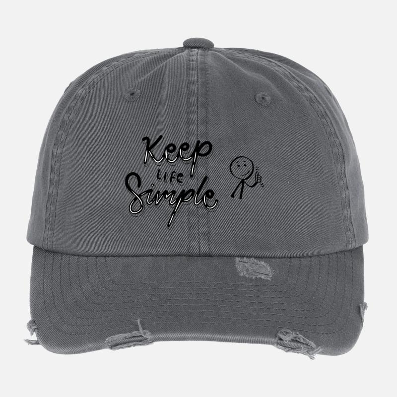 Keep Life Simple – fröhliche Cartoon-Design Flexfit Vintage Destroyed Cap