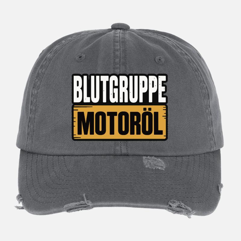 Blood Type Engine Oil Screwdriver Design Flexfit Vintage Destroyed Cap