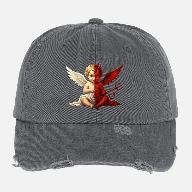 Double Ange Chérubin Démon Casquette vintage effet usé Flexfit