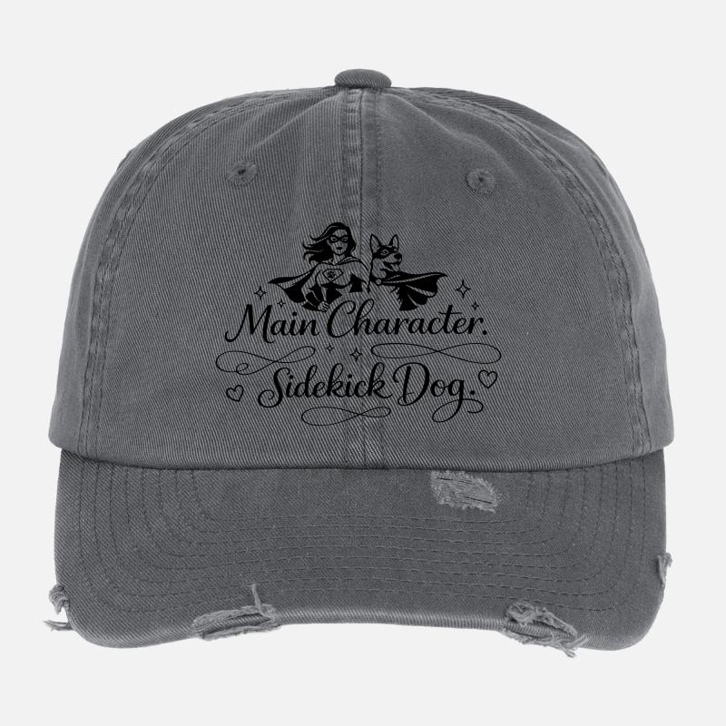 Main Character. Sidekick dog. Flexfit Vintage Destroyed Cap