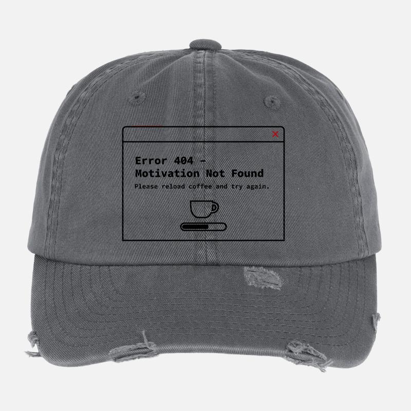 404 Motivation Not Found – System Error Coffee Flexfit Vintage Destroyed Cap