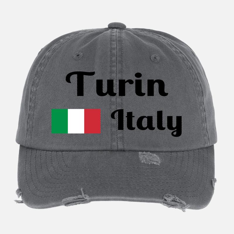Turin, Italie - Imprimés élégants Casquette vintage effet usé Flexfit