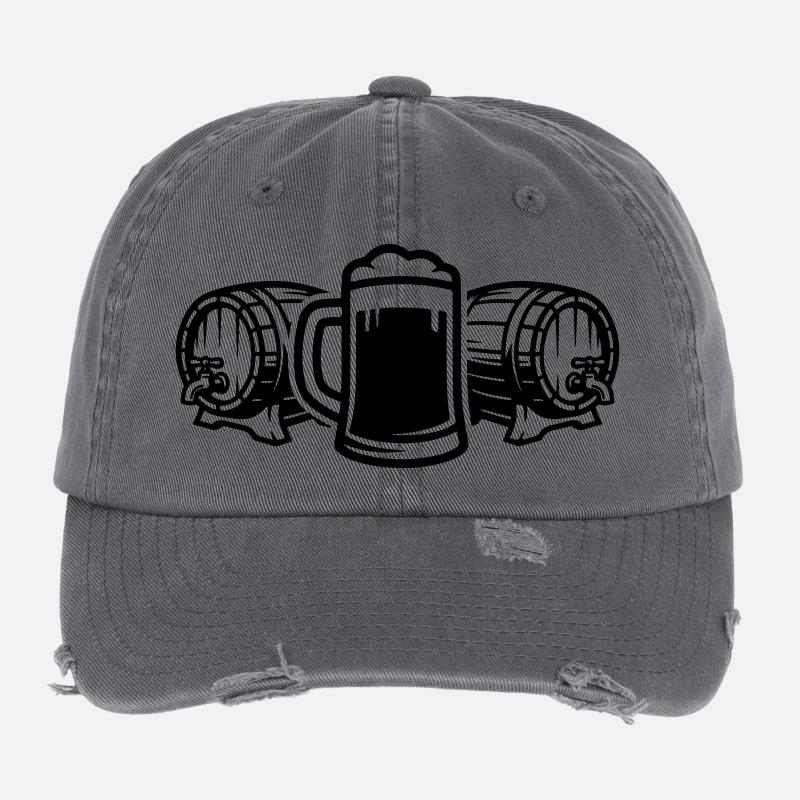 Bière symbole de fût de bière Casquette vintage effet usé Flexfit